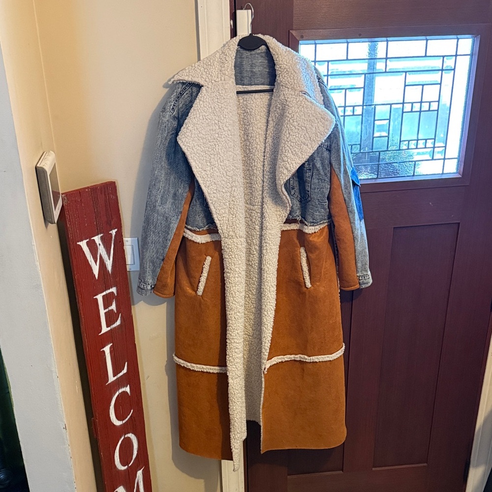 Stylish Tan and Denim Women's Coat